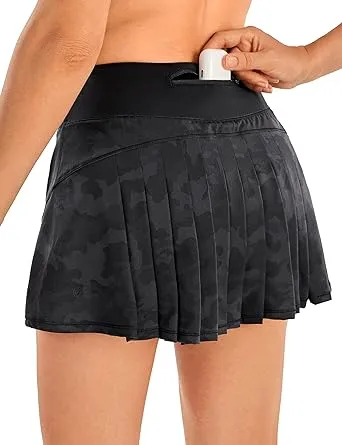 CRZ Yoga Womens Pleated Tennis Skirts with Pockets High Waisted Athletic Golf ...