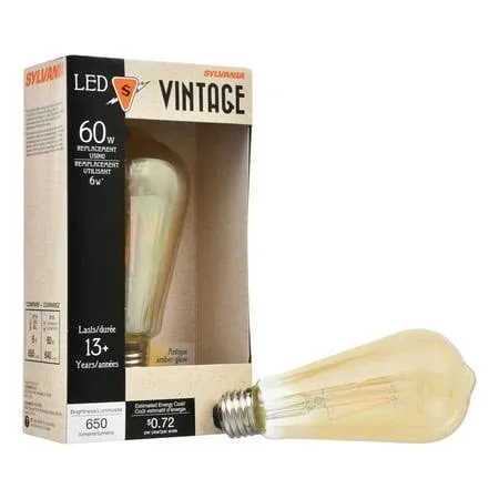 new LED 6w = 60w AMBER tint soft Light bulb damp rated Vintage EXTRASshipfor 7¢*