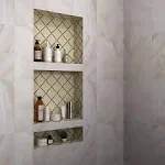 Zigzag Shower Niche Recessed Shower Shelves, ABS Plastic Bathroom Shower Cube16×34 inches, with Texture