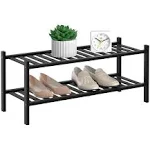 3-Tier Natural Bamboo Shoe Rack - Stackable Storage Shelf with Multi-Function<wbr/>...