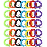 70Pcs Colorful Stretchy Keychain Bracelet Spiral Wristband Keychain for Outdo...