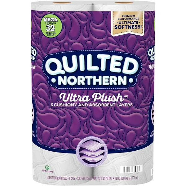 Georgia Pacific QUILTED NORTHERN ULTRA PLUSH® TOILET PAPER, 8 MEGA ROLLS