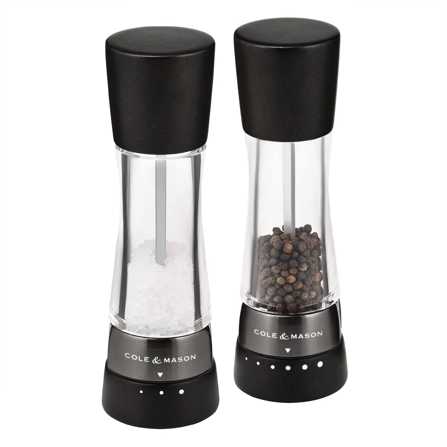 Cole & Mason | Derwent Salt & Pepper Mills Stainless Steel 190mm Black Wood