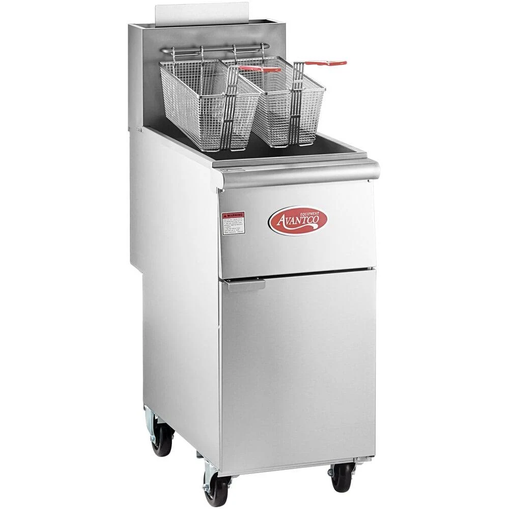 Avantco Ff40 Natural Gas 40 lb. Stainless Steel Floor Fryer with Casters - 90,000 BTU