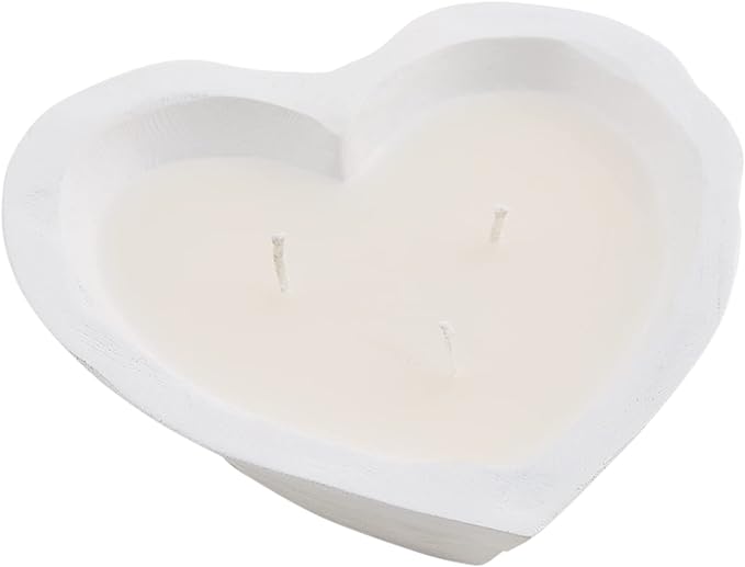 Mud Pie Heart Dough Bowl Scented Candle, White, 6.5" x 6.5"