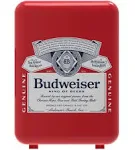 CURTIS Budweiser MIS135BUD, Mini Portable Compact Personal Fridge Cooler, 4 Liter Capacity Chills Six 12 oz Cans, 100% Freon-Free & Eco Friendly, RED