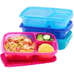 Easylunchboxes - Bento Lunch Boxes - Reusable 3-Compartment Food Containers for School, Work, and Travel, Set of 4, (Jewel Brights), Multicolor