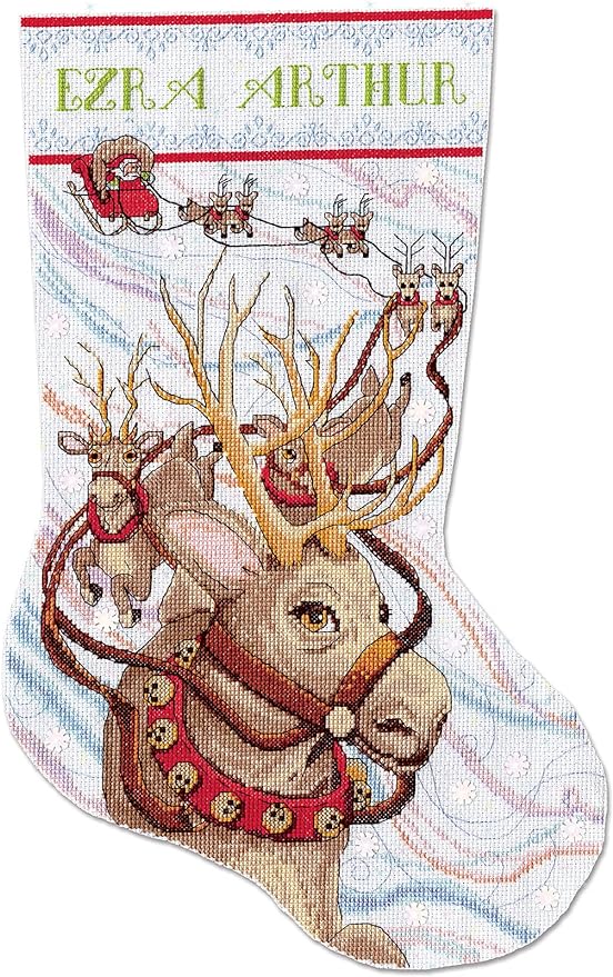  Reindeer Ride Counted Cross Stitch Stocking Kit 