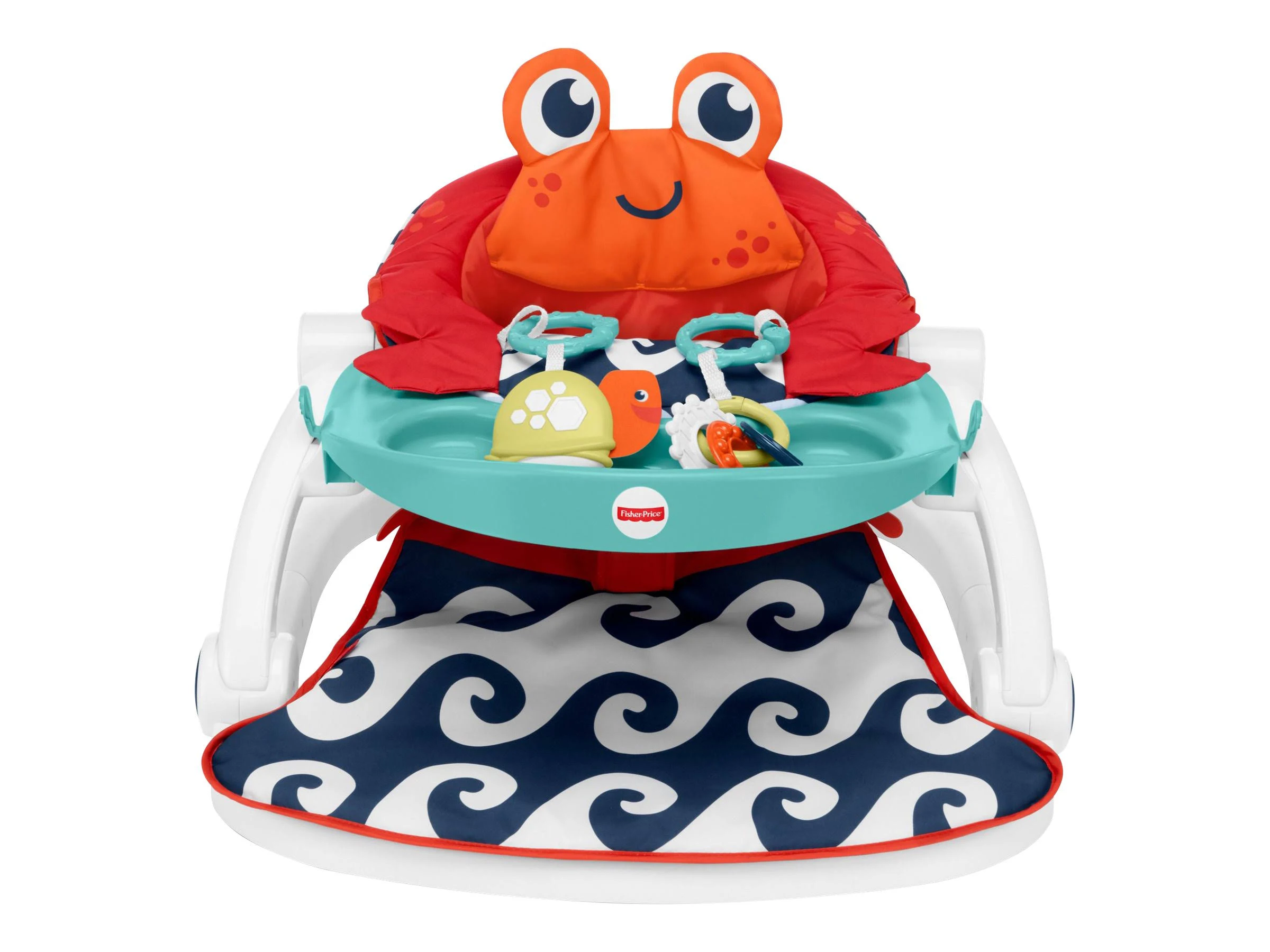 Fisher-Price Portable Baby Chair Sit-Me-Up Floor Seat With Snack Tray And Developmental Toys, Navy Garden