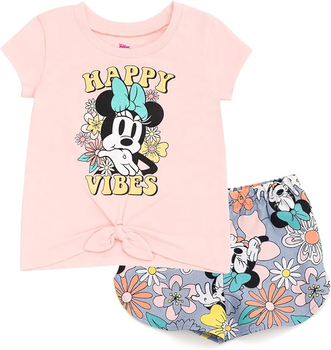 Disney Minnie Mouse Toddler Girls T-Shirt and Shorts Outfit Set Infant to Big Kid