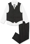 Van Heusen Boys' 4-Piece Formal Suit Set, Vest, Pants, Collared Dress Shirt, and Tie