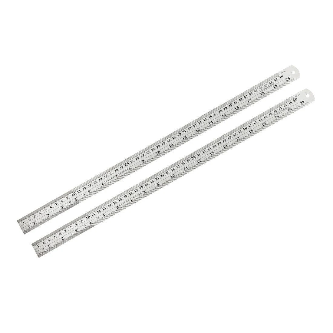 Uxcell Straight Ruler 500mm 20 inch Metric Stainless Steel Measuring Ruler Tool with Hanging Hole 2pcs | Harfington