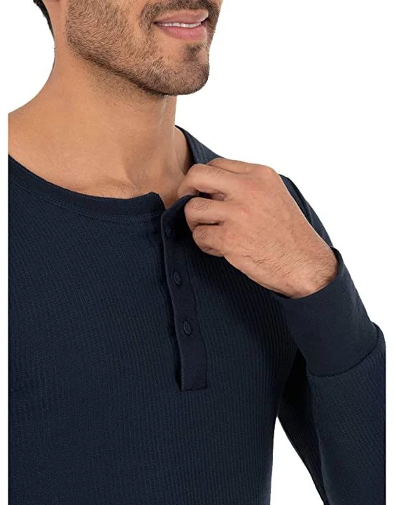 Fruit of the Loom Men's Classic Midweight Waffle Thermal Henley Top