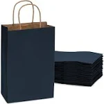 Prime Line Packaging 10x5x13 50 Pack Navy Blue Gift Bags with Handles, Medium Size Craft Bags for Small Business, Retail, Boutique, Merchandise, Bulk