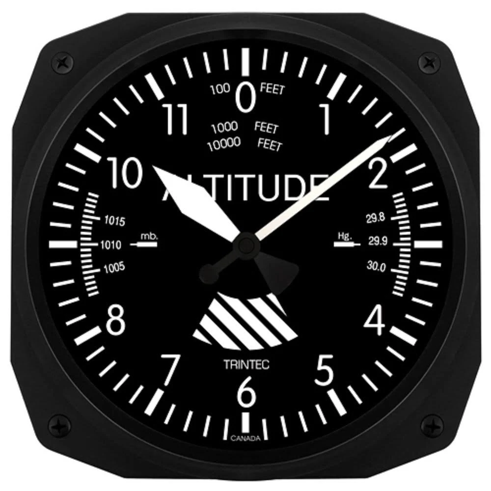 Trintec 3060-10-C 10" Altimeter Aviation Classic Instrument Style Wall Clock