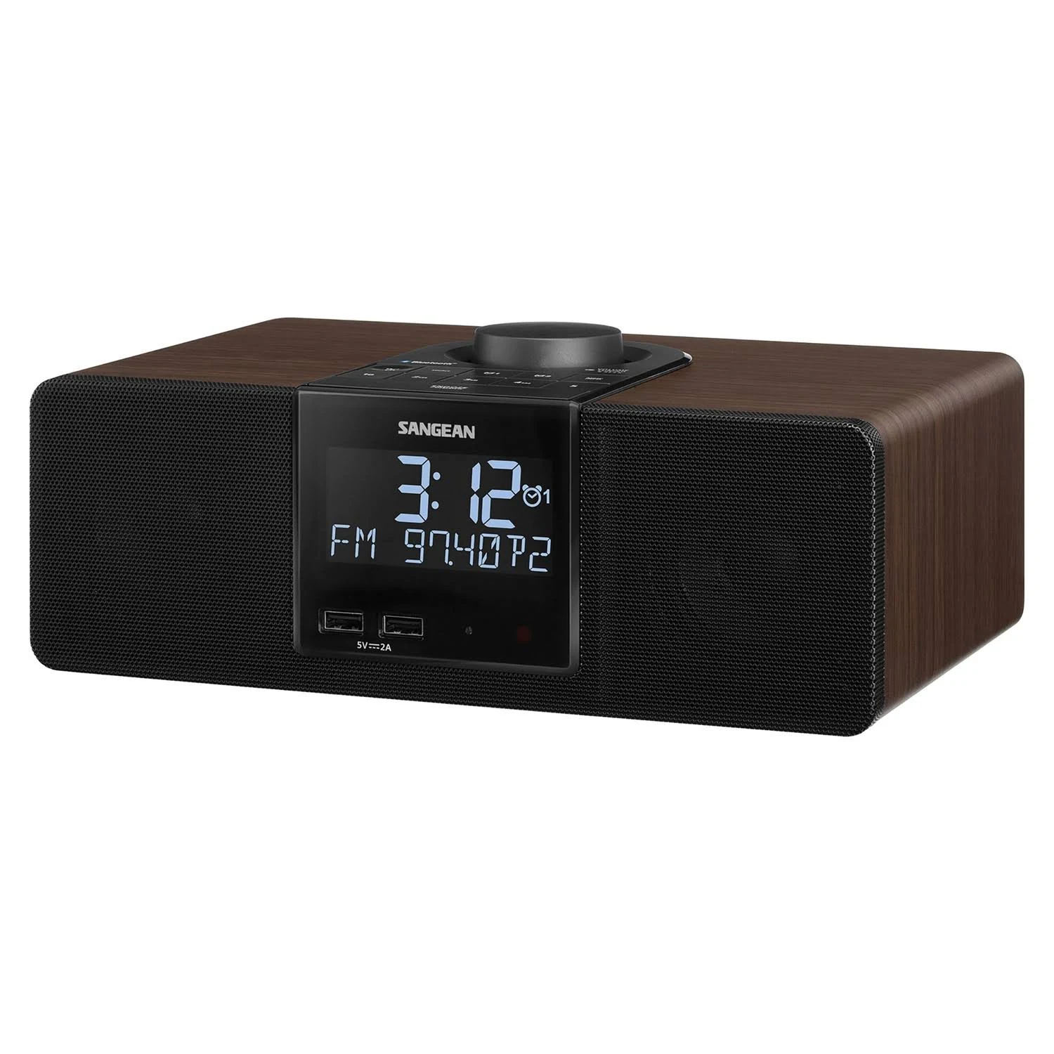 Sangean RCR-40 AM/FM Bluetooth Tabletop Wooden Clock Radio with Alarm and Sleep Timers