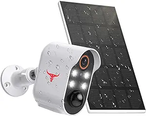 1080p Solar Security Camera, Wireless Indoor/Outdoor Surveillance Bullet Cam, AI Human Detection, Live View, Night Vision, 2-Way Audio, Real-Time Alerts, Cloud Storage