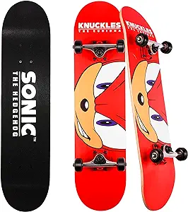 Sonic The Hedgehog Character Skateboards - Cruiser Skateboard with ABEC 5 Bearings, Durable Deck, Smooth Wheels (Choose from Sonic, Knuckles, Tails or Sonic & Friends)