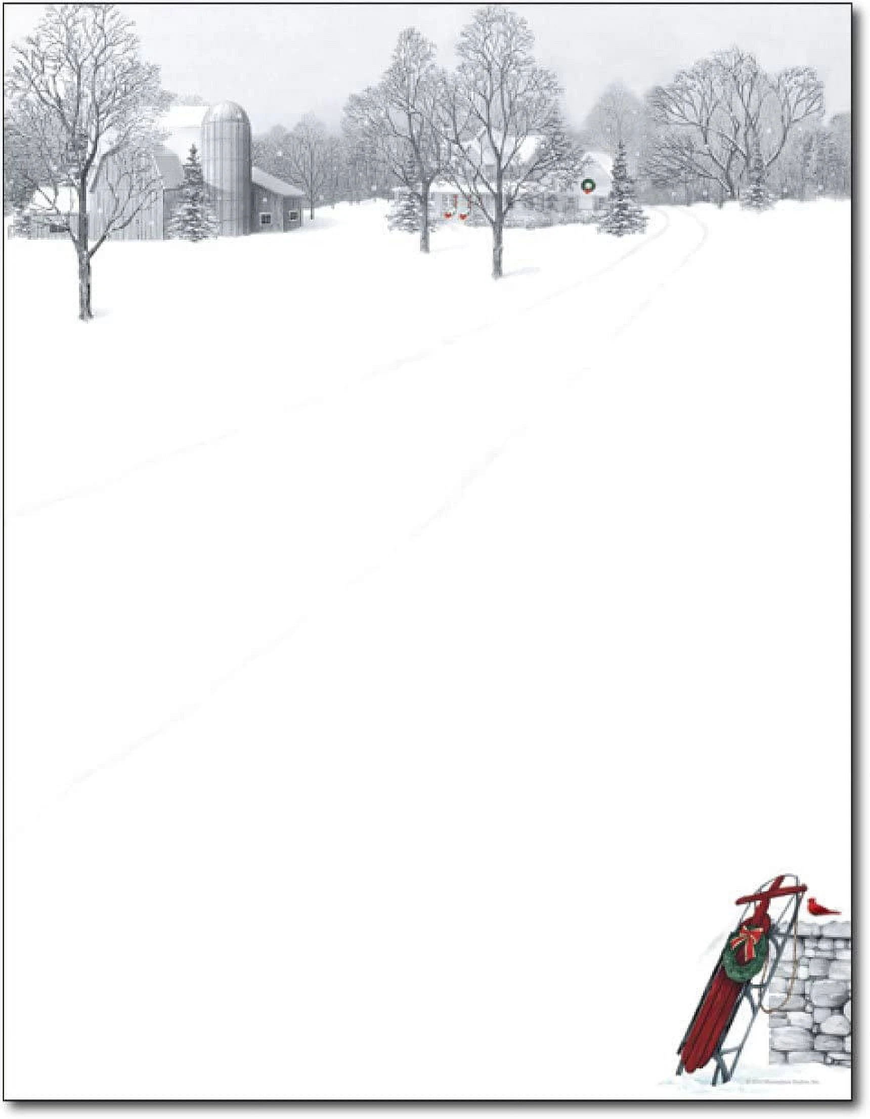 Great Papers! Winter Scene & Sled Holiday Letterhead