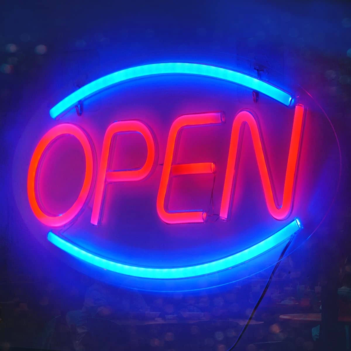 Open Neon Sign Lights 18&#039;X 8.7&#039; Big LED Wall Light Art Decor Novel Night Neon La