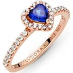 Sparkling Blue Elevated Heart Ring - Size 56 / US 7.5