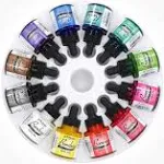 Dr. Ph. Martin's Bombay India Ink (Set 1) Ink Set, 1.0 oz, Set 1 Colors, 1 Set of 12 Bottles