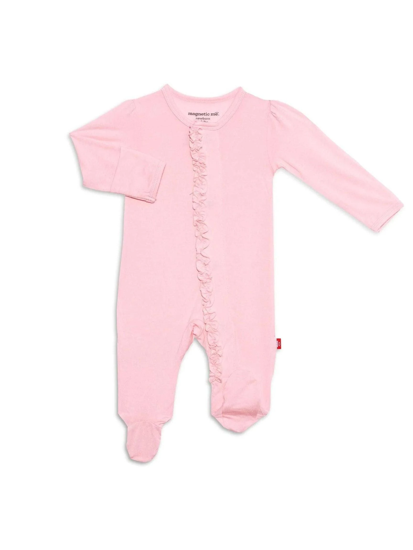 Magnetic Me Modal Ruffle Footie Pink Dogwood NB