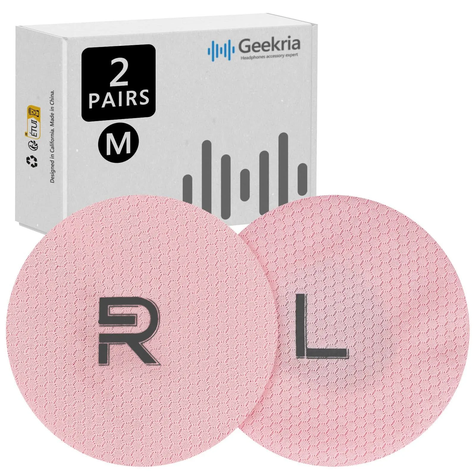 Geekria 2 Pairs Washable Headphone Covers (M / Pink)