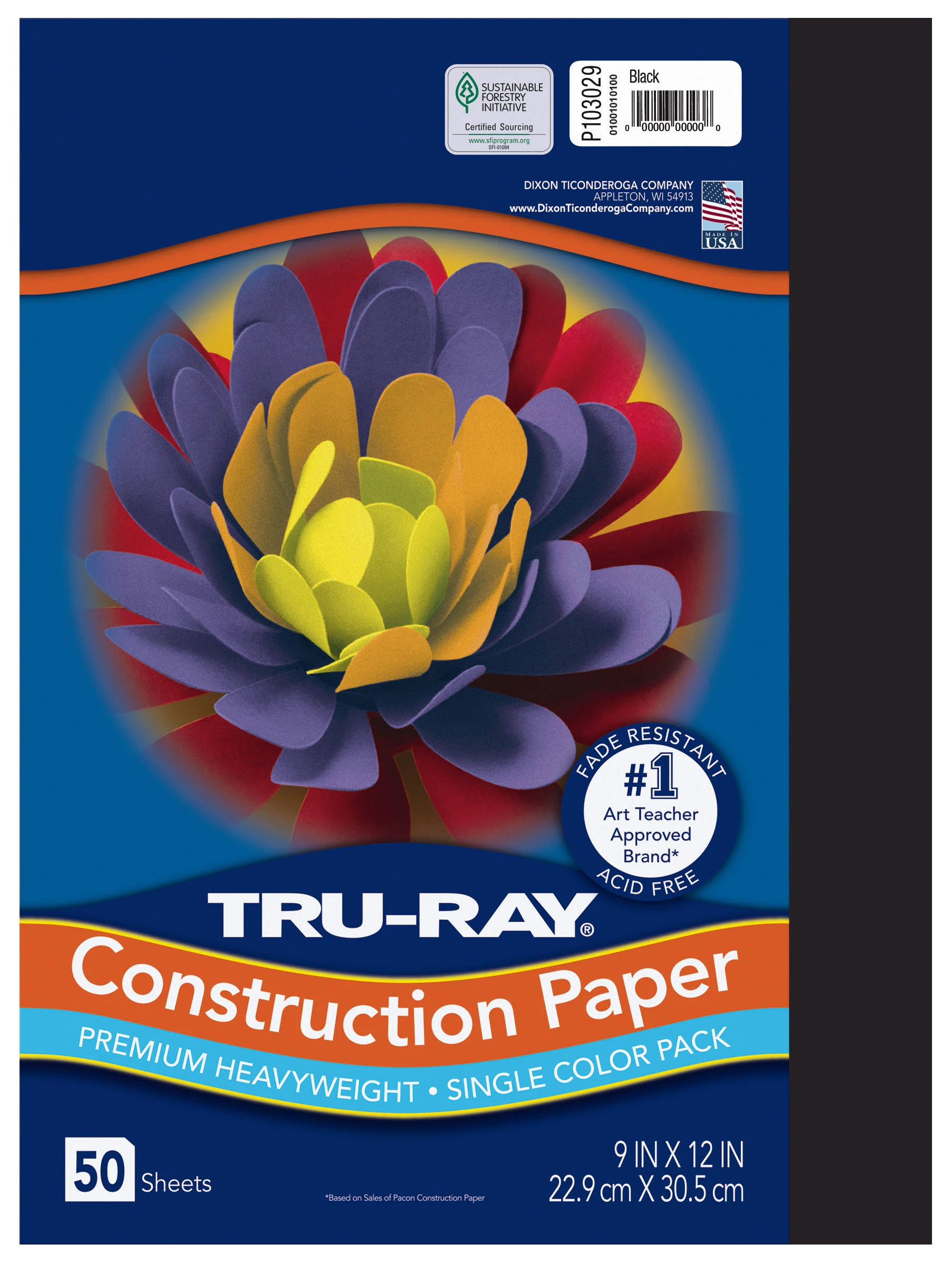 Pacon Tru-Ray Construction Paper, 76 lbs., 9 x 12, Assorted, 50