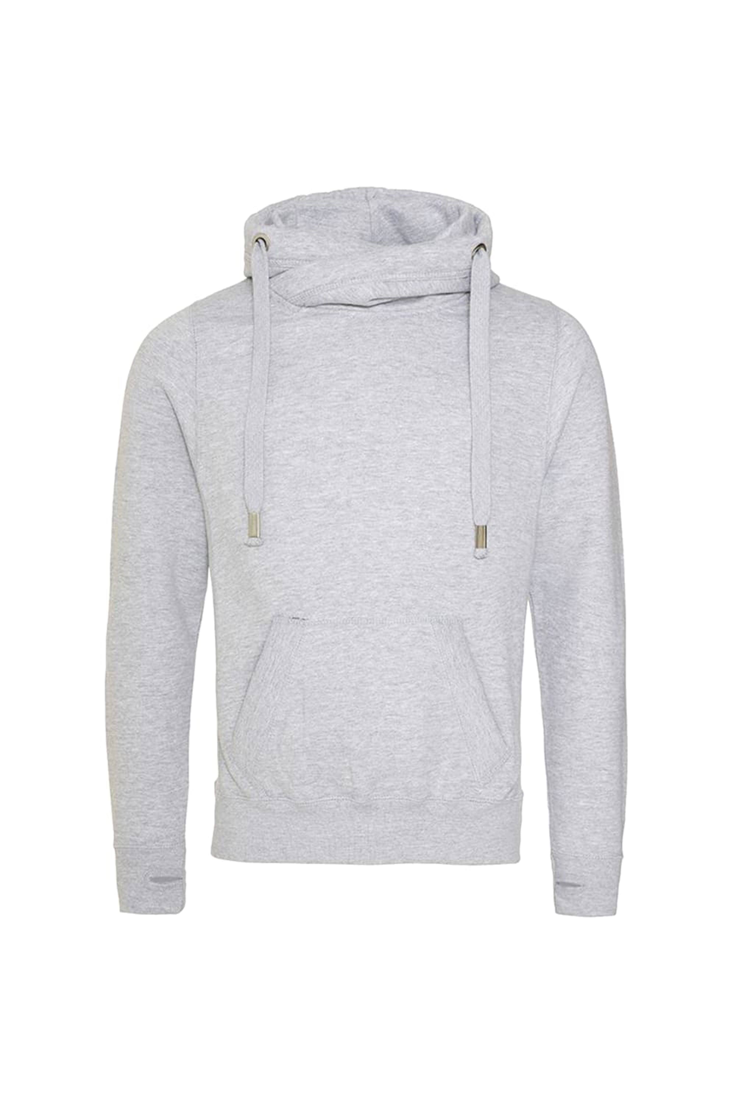 AWDis Hoods Mens Cross Neck Hoodie - Heather Grey, XL