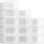 See Spring Large 12 Pack Shoe Storage Box, Clear Plastic Stackable Shoe Organizer for Closet, Space Saving Foldable Shoe Rack Sneaker Container Bin