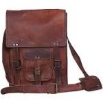 Komal's Passion Leather 11 inch Sturdy Leather iPad Messenger Satchel Bag, Brown