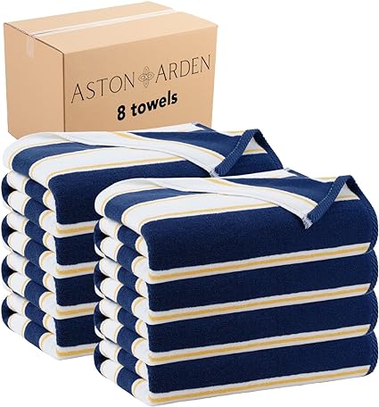 Aston & Arden Oversized Beach Towel - 100% Ring Spun Cotton, 600 GSM Soft Quick ...