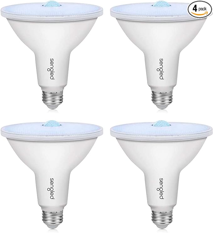 Motion sensor outdoor light dusk to dawn bulbs, LED Flood, security E26 PAR38 activated 5000K