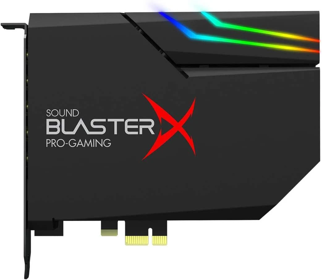 Creative Sound BlasterX AE-5 Plus SABRE32-Klasse Hi-res 32-Bit/384kHz PCIe Gaming Soundkarte und DAC mit Dolby Digital und DTS, Xamp Diskrete Kopfhörer Bi-Amp, bis zu 122dB SNR, RGB-Beleuchtungssystem