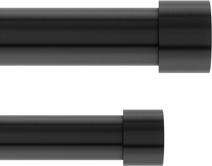 Umbra Cappa Double Curtain Rod, Includes 2 Matching Finials, Brackets & Hardware, 36 to 66-Inch, Brushed Black