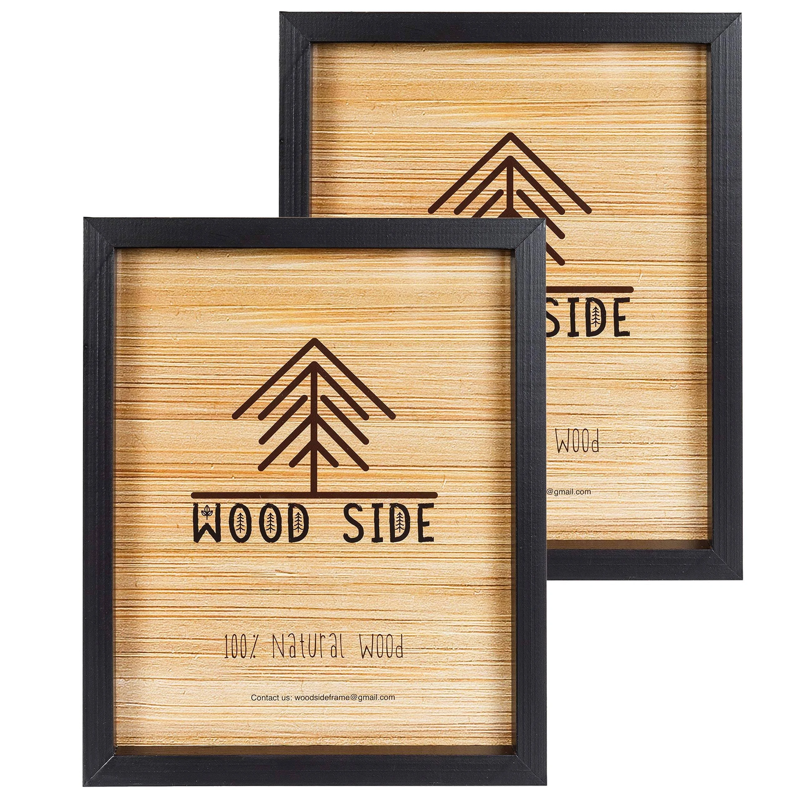 Black Wooden Picture Frames 8x10 - Set of 2-100% Eco Natural Solid Wood with Thick Borders for Wall Mount and Tabletop, Real Glass