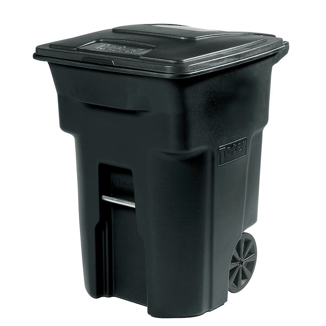 96 Gal. Black Rolling Outdoor Trash Can with Wheels