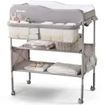 Portable Baby Changing Table with Foldable Diaper and Wheels