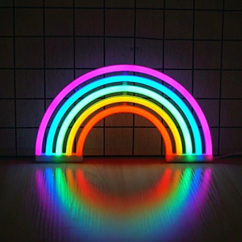 Neon Rainbow Sign, Battery or USB Powered Light for Wall Decor, Colorful Hanging Decoration for Kids’ Bedroom, Cute LED Lamp for Girls’ Room Party Christmas