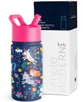 Simple Modern Kids Water Bottle with Straw Lid | Insulated Stainless Steel Reusable Tumbler for Toddlers, Girls | Summit Collection | 18oz, Fox and the Flower