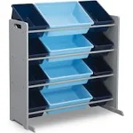 Delta Children Kids Toy Storage Organizer with 12 Plastic Bins - Greenguard Gold Certified, Grey/Blue