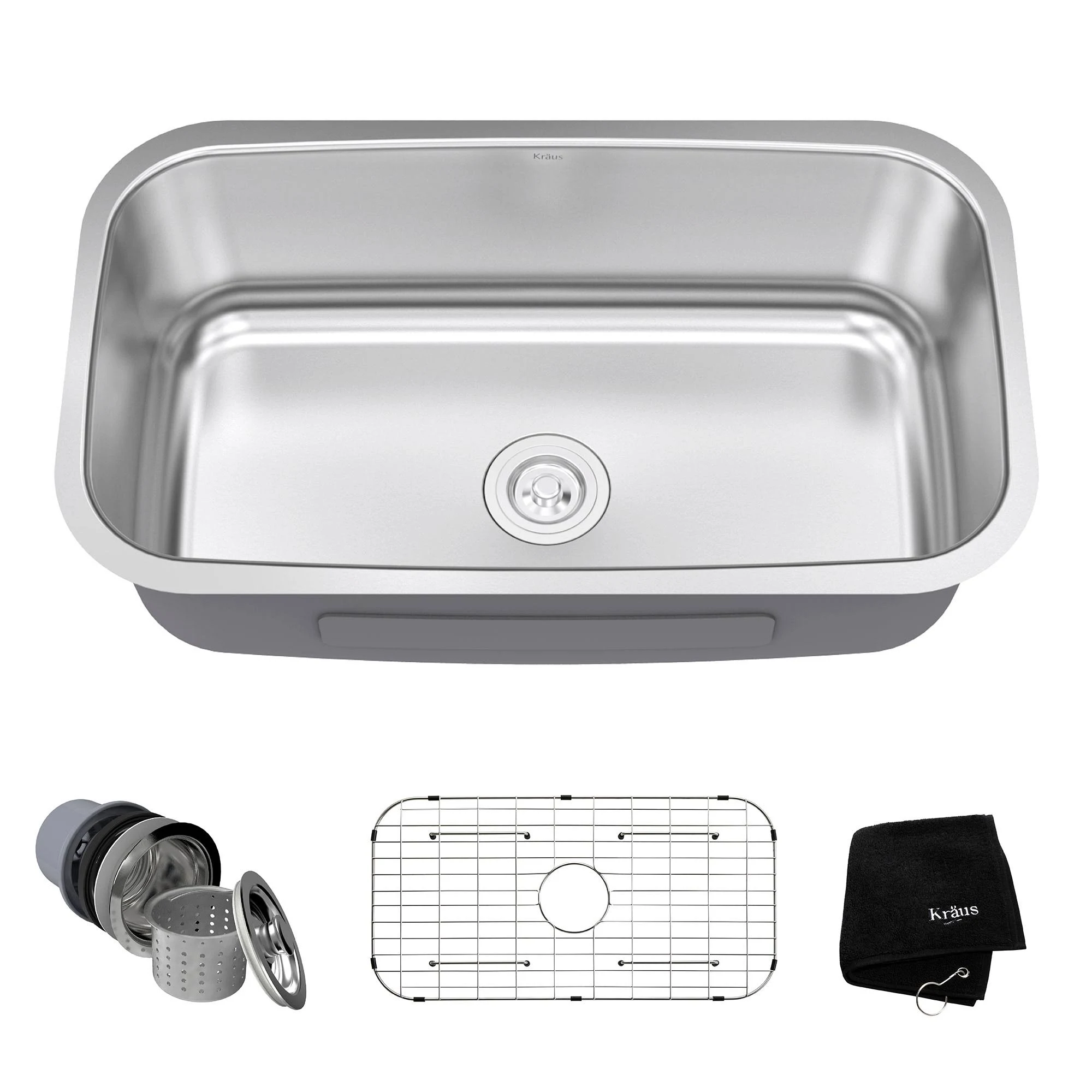 Kraus KBU12 Stainless Steel 23" Undermount Single Bowl Kitchen Sink