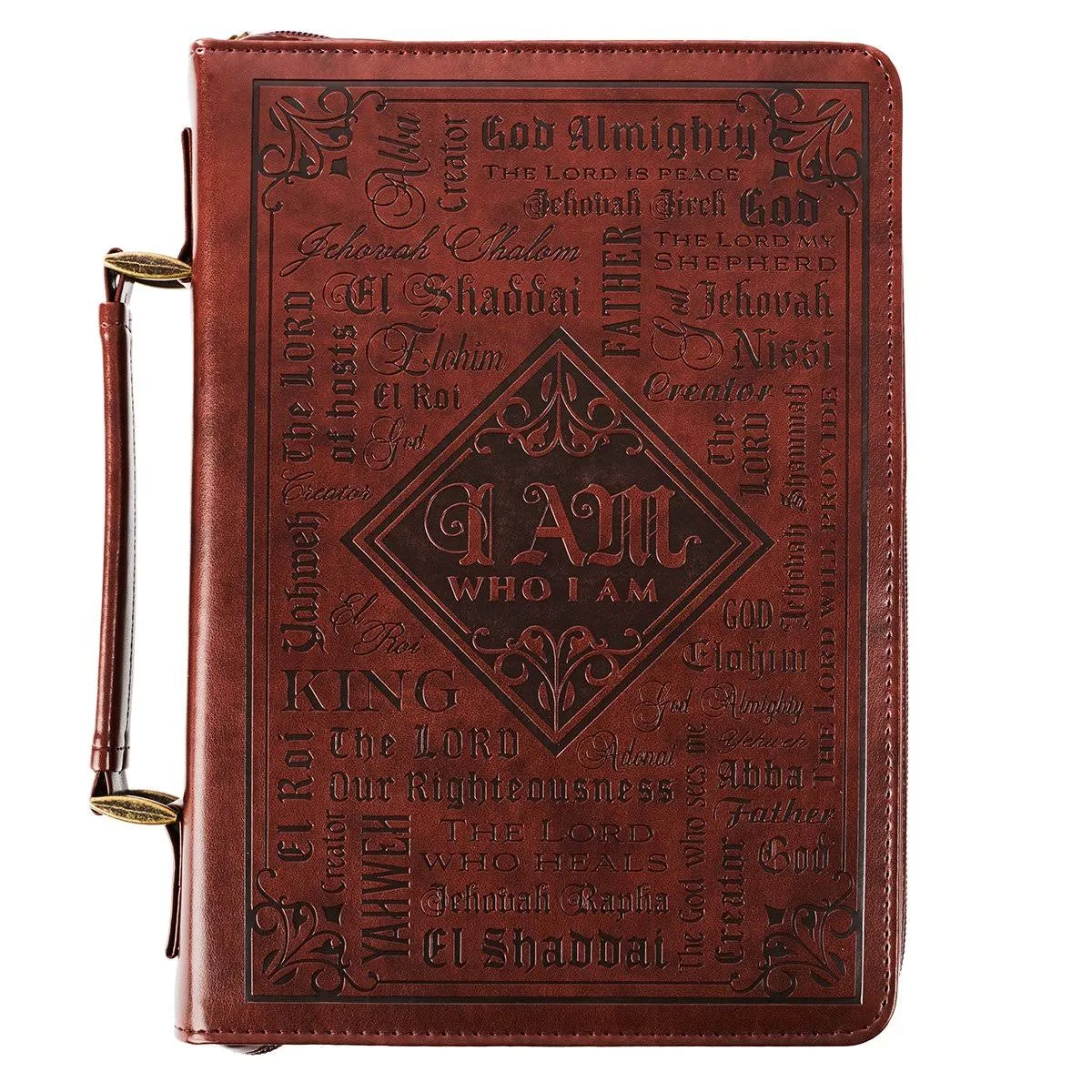 Names of God Brown Faux Leather Bible Cover Medium