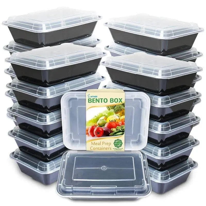 Enther [20 Pack] Single 1 Compartment Meal Prep Containers with Lids, Food ...