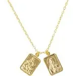 Roman Double Holy Scapular Sterling Silver Gold Necklace 18 Inches Long