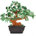 Feng Shui Quartz Crystal Money Tree Bonsai Style Decoration for Luck and Wealth (Blue)