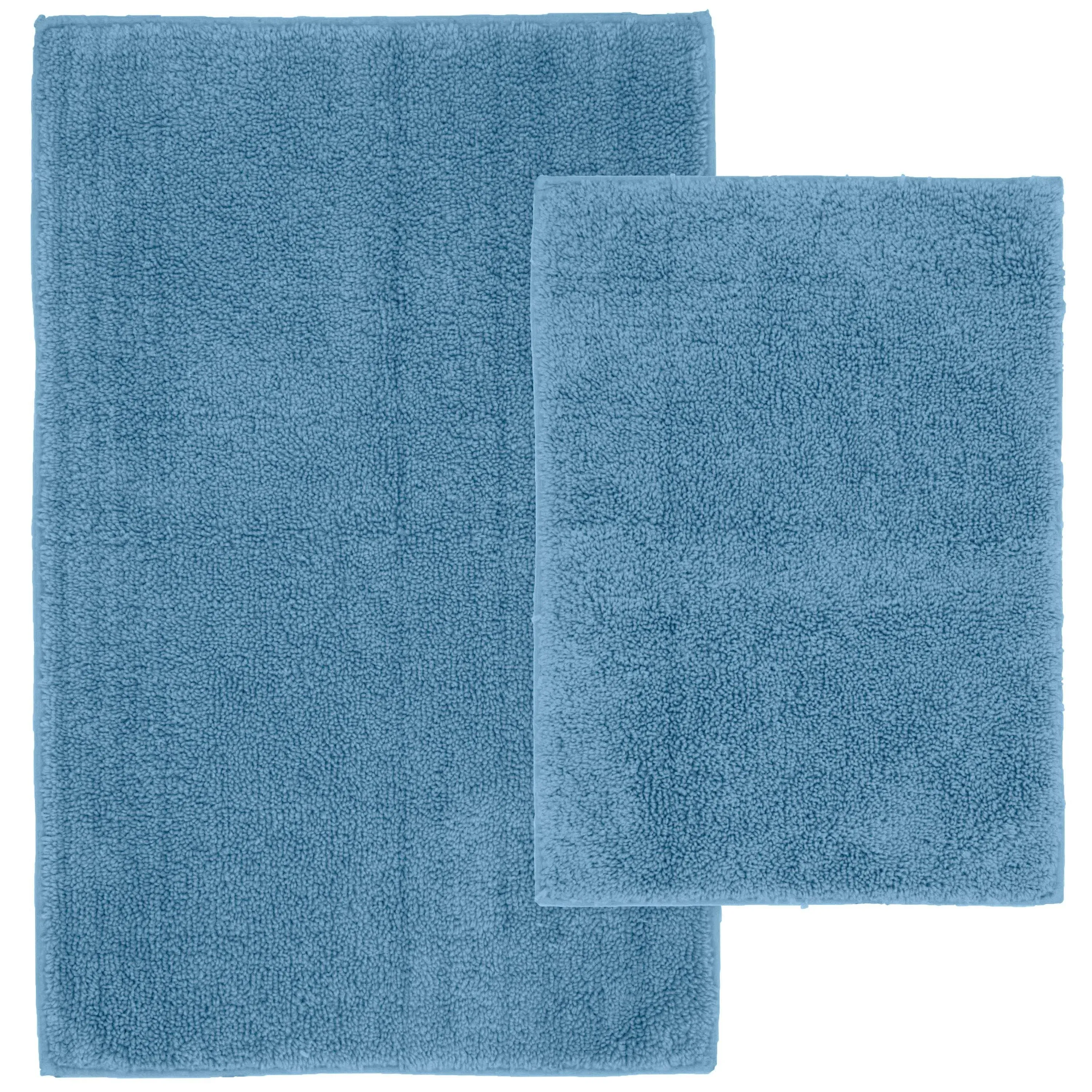 Queen Cotton 2-Piece Washable Bath Rug Set, Blue