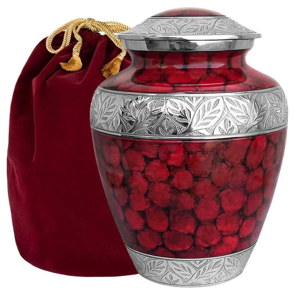 Trupoint Memorials Cremation Urns for Human Ashes - Decorative Urns, Urns for Human Ashes Female & Male, Urns for Ashes Adult Female, Funeral Urns - Red, Large