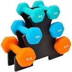 Signature Fitness Set of 2 Neoprene Dumbbell Hand Weights, Anti-Slip, Anti-roll, Hex Shape Colorful